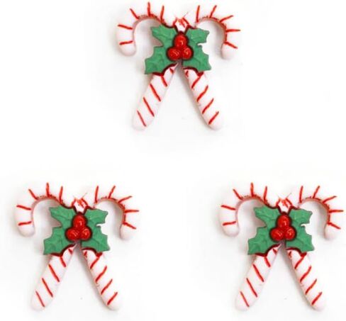 Candy Cane Buttons by Dress It Up Buttons and Embellishments - Holiday Collection, Red White & Green, 24mm in Saudi Arabia