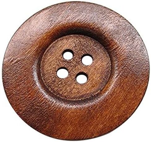 Chenkou Craft 20 قطعة مقاس كبير 40 مم (1 1/2 بوصة) أزرار خشبية مستديرة بنية اللون 4 فتحات زر خياطة يدوية (بني فاتح، 40 مم) in Kuwait