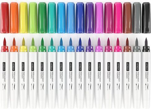 ARTEZA Colored Permanent Markers, Set of 16, Brush Tip Pens in Saudi Arabia
