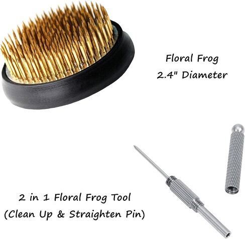 Japanese Classical Ikebana Vase Kit, Minimalist Ceramics Flower Pot Flower Shallow Container with 2.4inch Flower Frog and 2-in-1 Flower Arrangement Kenzan Needle Straightening Tool in Kuwait