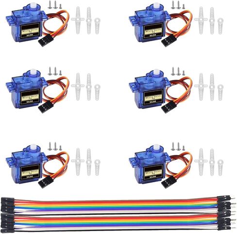 DIANN 6pcs SG90 9G Micro Servo Motor Kit for RC Robot Arm Walking Helicopter Airplane Car Boat Control with Cable M-F in Saudi Arabia