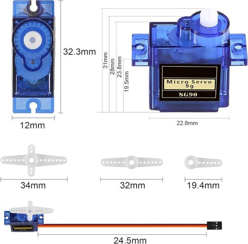 DIANN 6pcs SG90 9G Micro Servo Motor Kit for RC Robot Arm Walking Helicopter Airplane Car Boat Control with Cable M-F in Saudi Arabia