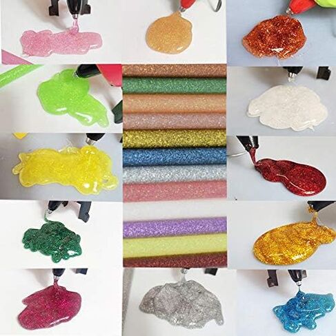 NewtonTech Mini Glitter Colorful Hot Glue Gun Sticks 150PCS,15 Colors for DIY Art Craft, Wood Glass Card Fabric Plastic School DIY Sealing Projects, Diameter 0.28 in Length 3.9in in Saudi Arabia