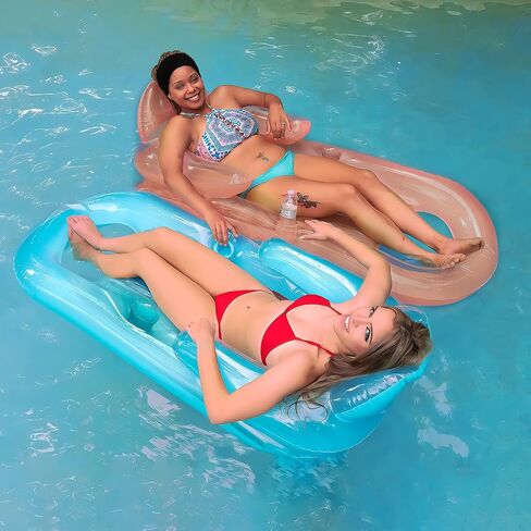 Pool Floats Adult Size Lounger with Cup Holder (2 Pack) Inflatable Floats for Swimming Pool & Lake Floats by 4E's Novelty in Saudi Arabia