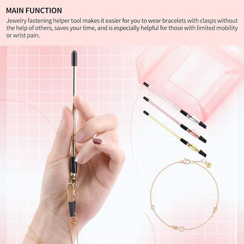 مساعد سوار qoonestl، 3 قطع أداة سوار معدني مساعد المجوهرات، معدات التثبيت والربط لقلادة السوار ومشابك الساعة والسحابات (فضي + ذهبي + ذهبي وردي) in Kuwait