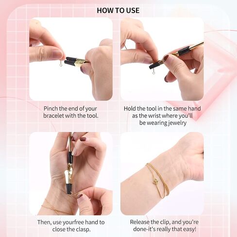 مساعد سوار qoonestl، 3 قطع أداة سوار معدني مساعد المجوهرات، معدات التثبيت والربط لقلادة السوار ومشابك الساعة والسحابات (فضي + ذهبي + ذهبي وردي) in Kuwait