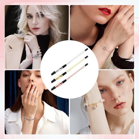 مساعد سوار qoonestl، 3 قطع أداة سوار معدني مساعد المجوهرات، معدات التثبيت والربط لقلادة السوار ومشابك الساعة والسحابات (فضي + ذهبي + ذهبي وردي) in Kuwait