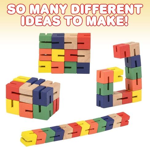 ArtCreativity Wooden Twist Cubes, Pack of 2, Colorful Mind Game, Stretch, Twist, and Lock Brain Teaser Fidget Sensory Toys for Kids, Stocking Stuffer and Party Favors for Boys and Girls in Saudi Arabia