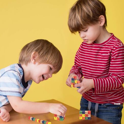 ArtCreativity Wooden Twist Cubes, Pack of 2, Colorful Mind Game, Stretch, Twist, and Lock Brain Teaser Fidget Sensory Toys for Kids, Stocking Stuffer and Party Favors for Boys and Girls in Saudi Arabia