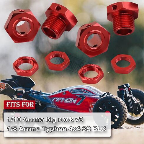 Upgrades Part for 1/8 Typhon 4x4 3S BLX 1/10 Big Rock v3,Aluminum Wheel Nut & Wheel Hex & Splines Wheel Wrench Hops Up,Black in Kuwait