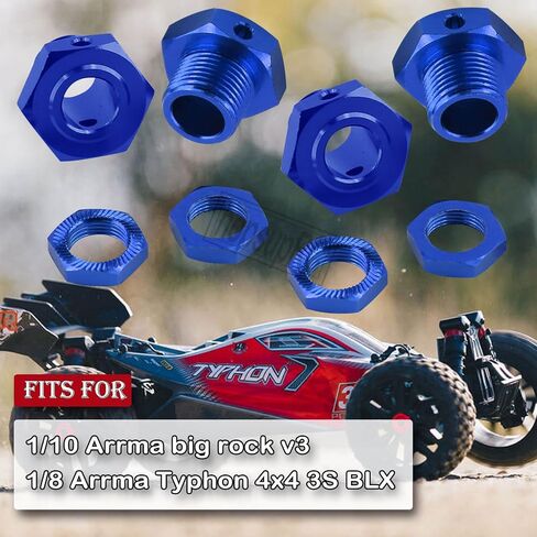 Upgrades Part for 1/8 Typhon 4x4 3S BLX 1/10 Big Rock v3,Aluminum Wheel Nut & Wheel Hex & Splines Wheel Wrench Hops Up,Black in Kuwait