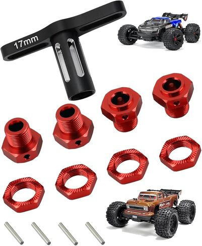 Aluminum 17mm Wheel Nuts & Wheel Hex Hubs & Wheel Wrench Upgrades Part for Arrma 1/10 Kraton 4X4 4S V2 BLX,Outcast 4X4 4S V2 BLX,Replace #AR310906#ARA310988,Black in Kuwait
