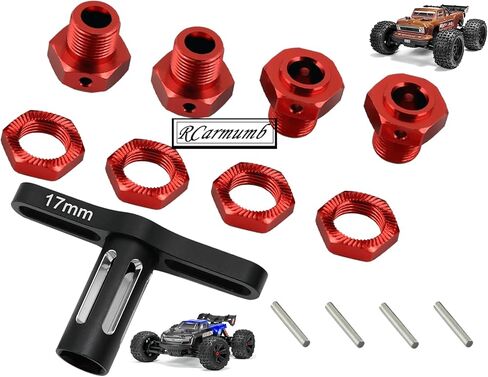 Aluminum 17mm Wheel Nuts & Wheel Hex Hubs & Wheel Wrench Upgrades Part for Arrma 1/10 Kraton 4X4 4S V2 BLX,Outcast 4X4 4S V2 BLX,Replace #AR310906#ARA310988,Black in Kuwait
