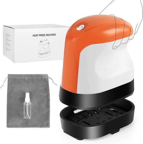آلة ضغط حراري، مكبس حراري صغير مقاس 3.5 بوصة × 3.5 بوصة، مكاوي صغيرة ميلوس للقمصان والأحذية والقبعات والحرف اليدوية والمزيد، تتميز بـ 3 إعدادات للحرارة، لوحة تسخين مطلية بالسيراميك (برتقالي) in Kuwait
