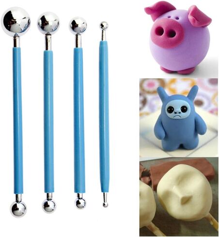 BIGTEDDY - 13pcs Polymer Modeling Clay Sculpting Tools, Dotting Pen, Silicone Tips, Ball Stylus, Pottery Ceramic Clay Indentation Tools Set Also for Cake Fondant Decoration and Nail Art in Kuwait