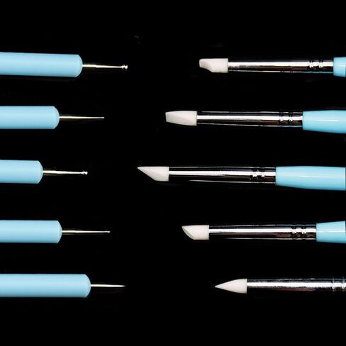 BIGTEDDY - 13pcs Polymer Modeling Clay Sculpting Tools, Dotting Pen, Silicone Tips, Ball Stylus, Pottery Ceramic Clay Indentation Tools Set Also for Cake Fondant Decoration and Nail Art in Kuwait