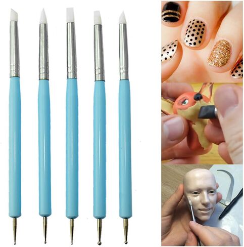 BIGTEDDY - 13pcs Polymer Modeling Clay Sculpting Tools, Dotting Pen, Silicone Tips, Ball Stylus, Pottery Ceramic Clay Indentation Tools Set Also for Cake Fondant Decoration and Nail Art in Kuwait
