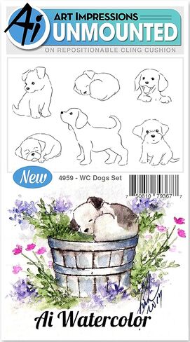 أختام مطاطية ملولبة بألوان مائية للكلاب من آرت إمبريشنز in Kuwait