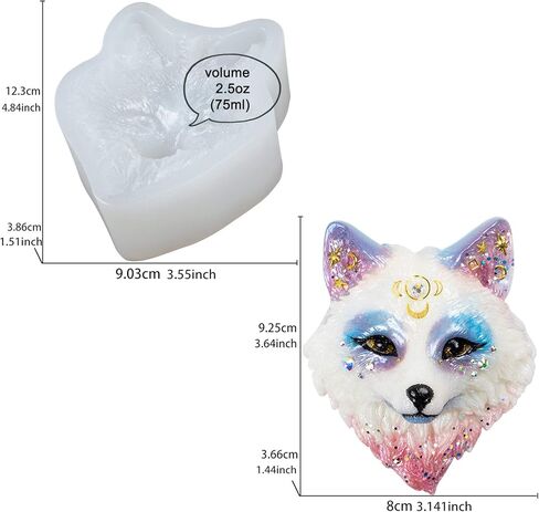 Fox Face Epoxy Resin Silicone Mold for Spirit Animal Totem Cabochon Necklace Pendant Jewelry Making, Polymer Clay Soap Concrete Craft, Fondant Cake Decorating Large 3.6x3.15inch in Saudi Arabia