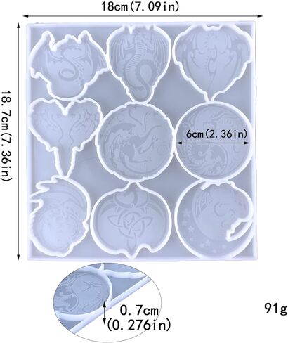 قالب سيليكون على شكل سلسلة مفاتيح تنين لامعة مع حلقات مفاتيح، قوالب حيوانات صب راتنجات الإيبوكسي لصنع المجوهرات وقلادة DIY، حلي فنية فنية، شوكولاتة، كعكة، حلوى، أدوات صنع الجيلي in Kuwait