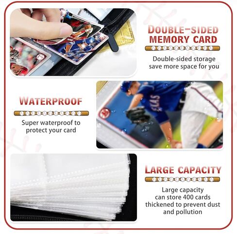 حافظة بطاقات كرة السلة 400 بطاقة من COARVXA، 4 جيوب مع 400 بطاقة حماية ألبومات بطاقات التداول، حقيبة تخزين البطاقات مناسبة لجمع بطاقات البيسبول أو الهوكي أو كرة القدم أو كرة السلة أو الألعاب in Kuwait