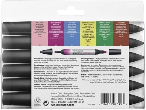 مجموعة أقلام التحديد المائية Winsor & Newton ProMarker، عدد 12، ألوان طبيعية in Kuwait