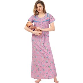 Soulemo Women's Cotton Paisley Maxi Feeding Nighty