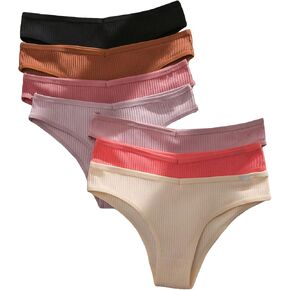 SOLY HUX Women's 7 Piece Briefs Panties Letter Patched Underwear Cheeky Panty Set