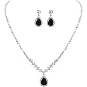 UDYLGOON Bride Rhinestone Crystal Earrings Necklace Jewelry Set for Bridesmaid Bride Wedding Costume Prom in Saudi Arabia
