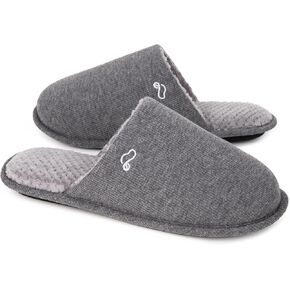 EverFoams Men's Cotton Knit Memory Foam Indoor Slippers Light Weight House Shoes with Anti-Skid Sole