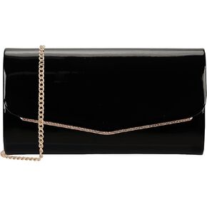 nodeber Faux Patent Leather Clutch Bag Women Evening Handbag Envelope Purse for Wedding Prom Party