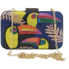 Toucan Bird Crystal Clutch Purses for Women Rhinestone Evening Bags Party Cocktail Handbag and Purse