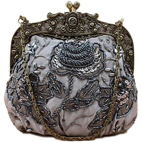 Belsen Women's Vintage Beaded Sequin Flower Evening Handbags