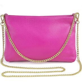 Dasein Italian Genuine Leather Handbag for Women Clutch Evening Bag Gold Chain Strap Shoulder Bag Crossbody Purse
