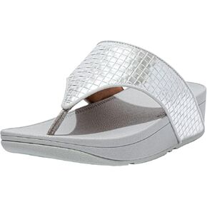 صندل نسائي قلاب من FitFlop بلون الزيتون المعدني من جلد الرافية, فضي in Kuwait