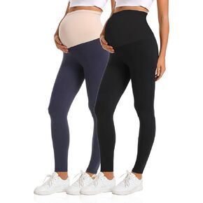 V VOCNI Maternity Leggings Over The Belly Women's Essential Stretch Buttery Soft Knit Belly Support Pregnancy Leggings