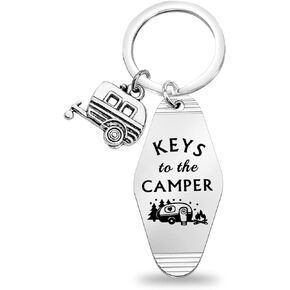 KUIYAI RV Camper Gift Vintage Motel Keychain التخييم المحب هدية التخييم هدية الحياة رحلة التخييم هدية المسافر هدية نهاية الأسبوع