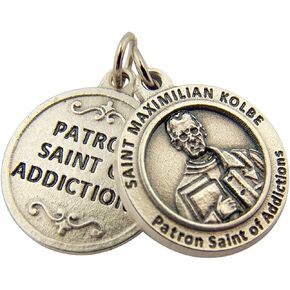 Silver Toned Base Catholic Patron Saint Medal Pendant, 3/4 Inch