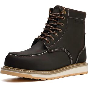 Epochsaga Steel Moc Toe Waterproof Safety Work Boots For Men,Fashion Classic Insulated Industrial Construction Ankle Shoes Dark Brown 6 Inch Footwear