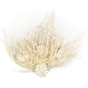 مشبك شعر سونغ تشينغ من الريش 1920s Flapper Fascinator غطاء رأس الزفاف