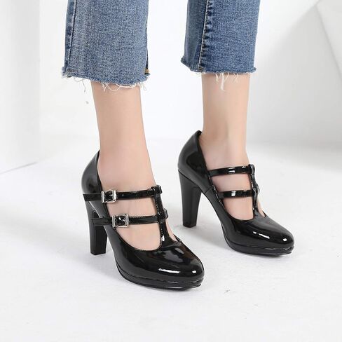 MACKIN J G574-1 Women's Mary Jane Vintage Heels Chunky Platform T-Strap Dress Pumps in Saudi Arabia