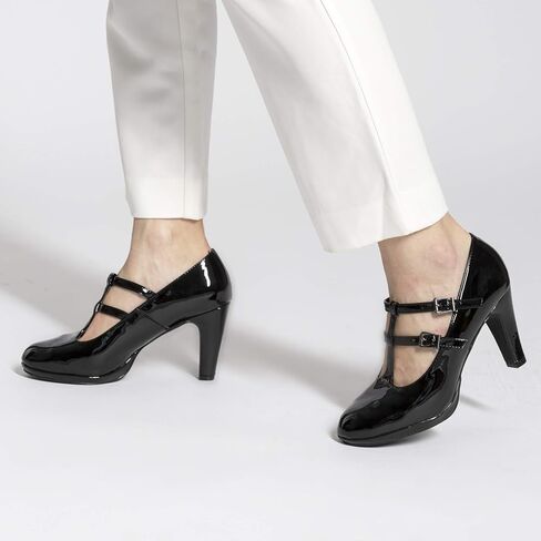 MACKIN J G574-1 Women's Mary Jane Vintage Heels Chunky Platform T-Strap Dress Pumps in Saudi Arabia