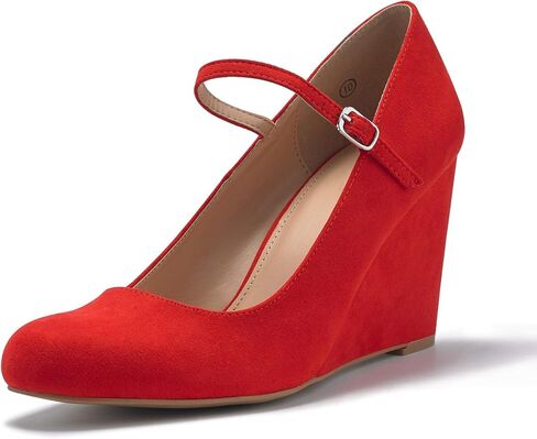 Coutgo Womens Wedge Pumps Dressy Mary Jane Shoes Comfort Wedges Closed Toe Ankle Strap Heeled Shoes in Saudi Arabia