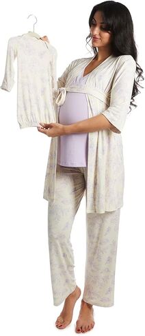 5 Piece Maternity and Nursing PJ Pant Set for Mom and Baby in Kuwait