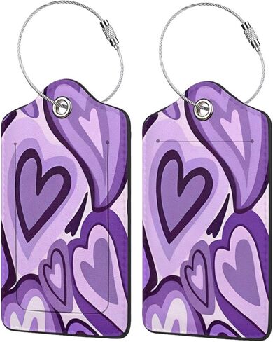 Set of 2 Luggage Tag for Suitcases Tie dye PU Leather Luggage Tag with Full Back Privacy Name ID Card Fun Laggage Tags in Kuwait