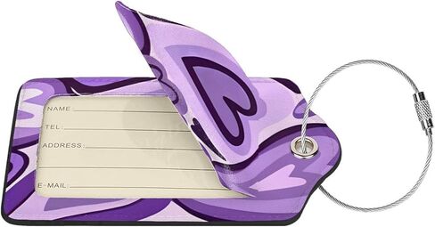 Set of 2 Luggage Tag for Suitcases Tie dye PU Leather Luggage Tag with Full Back Privacy Name ID Card Fun Laggage Tags in Kuwait