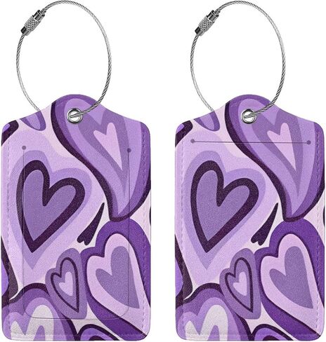 Set of 2 Luggage Tag for Suitcases Tie dye PU Leather Luggage Tag with Full Back Privacy Name ID Card Fun Laggage Tags in Kuwait