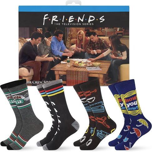 Hyp Friends Socks Mens and Womens Socks Featuring Friends TV Show | Gift Box, 4 Pack Casual Crew Socks in Saudi Arabia