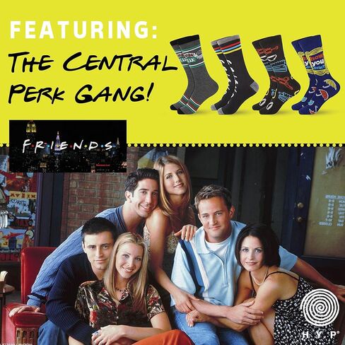 Hyp Friends Socks Mens and Womens Socks Featuring Friends TV Show | Gift Box, 4 Pack Casual Crew Socks in Saudi Arabia