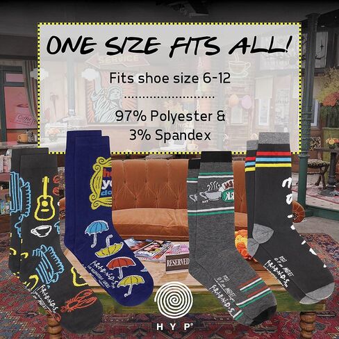 Hyp Friends Socks Mens and Womens Socks Featuring Friends TV Show | Gift Box, 4 Pack Casual Crew Socks in Saudi Arabia